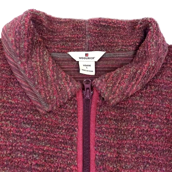 Woolrich Vtg Womens Black Cherry Full Zip Cozy Fleece Jacket Size L - Picture 4 of 5